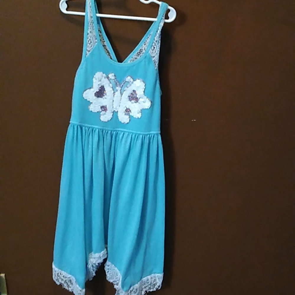 🦋Girls Blue Sequin Butterfly Dress Size 10 🦋
